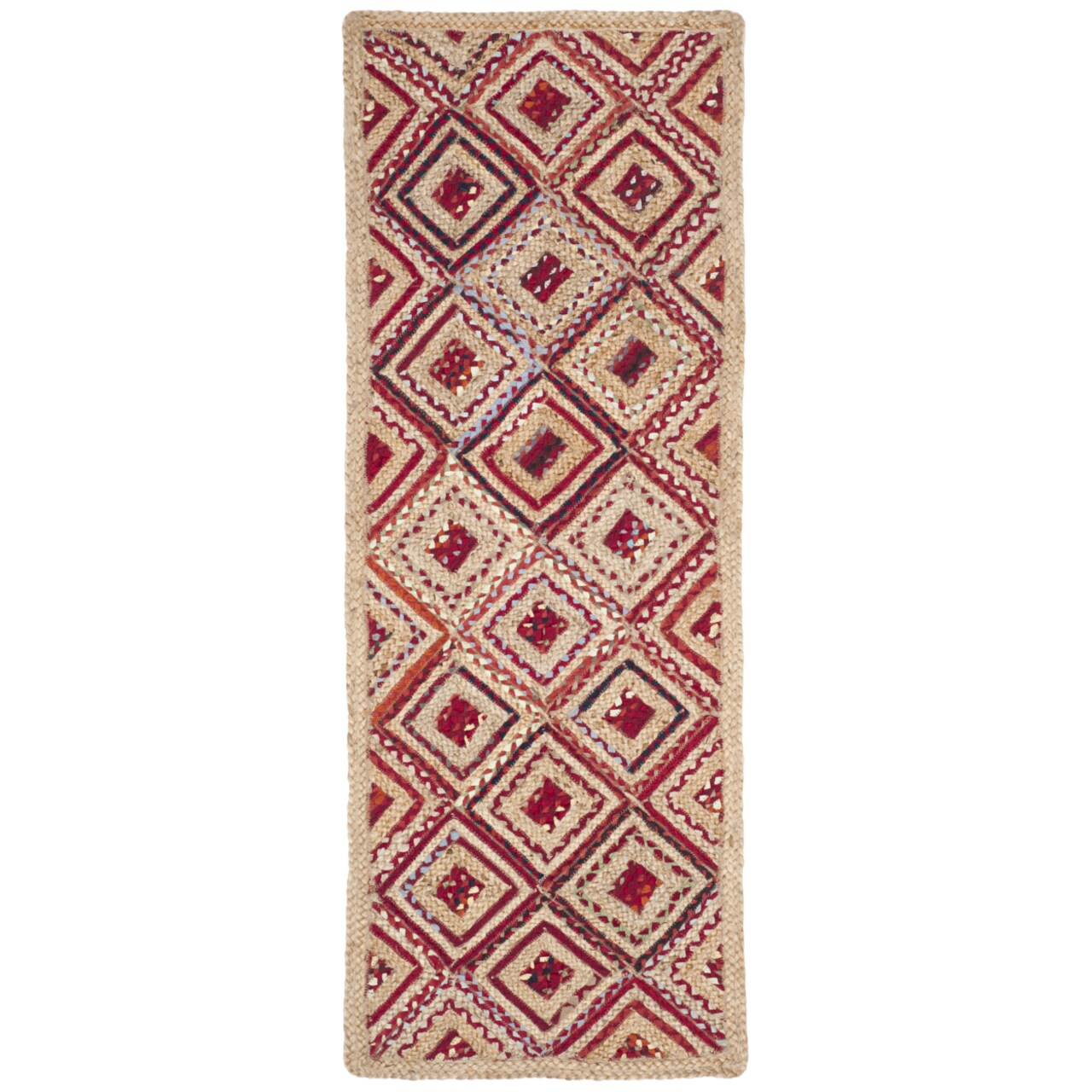 Safavieh Cape Cod Cap354B Handwoven Natural / Red Rug Area Rug Carpet Jute